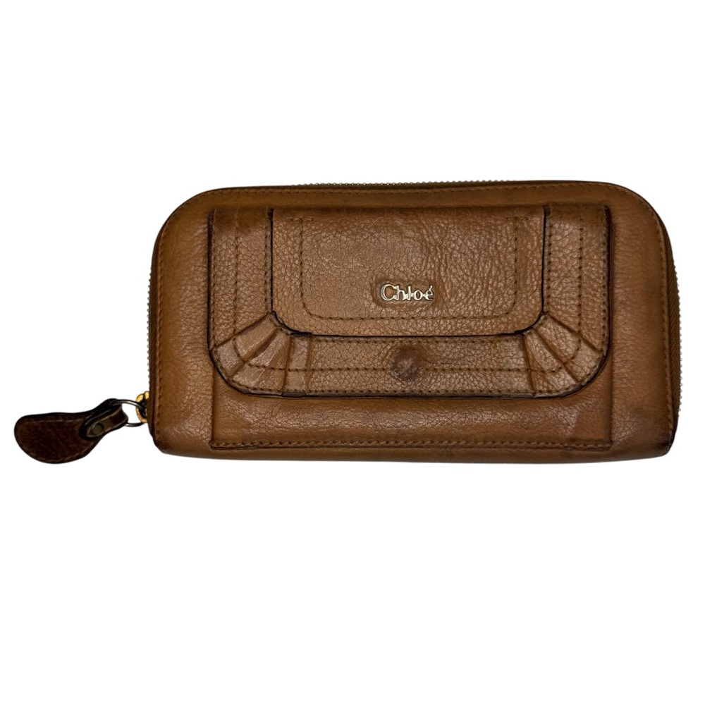 Chloé Tan/Brown Leather Long Zippy Wallet